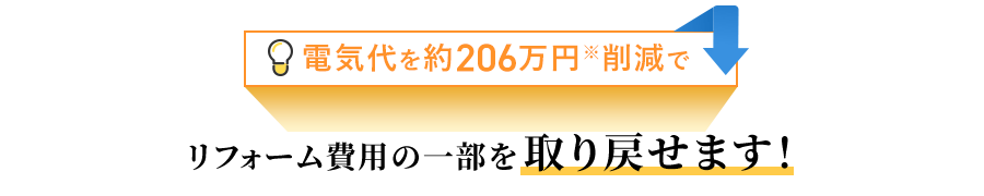 電気代を約206万円削減でリフォーム費用の一部を取り戻せます